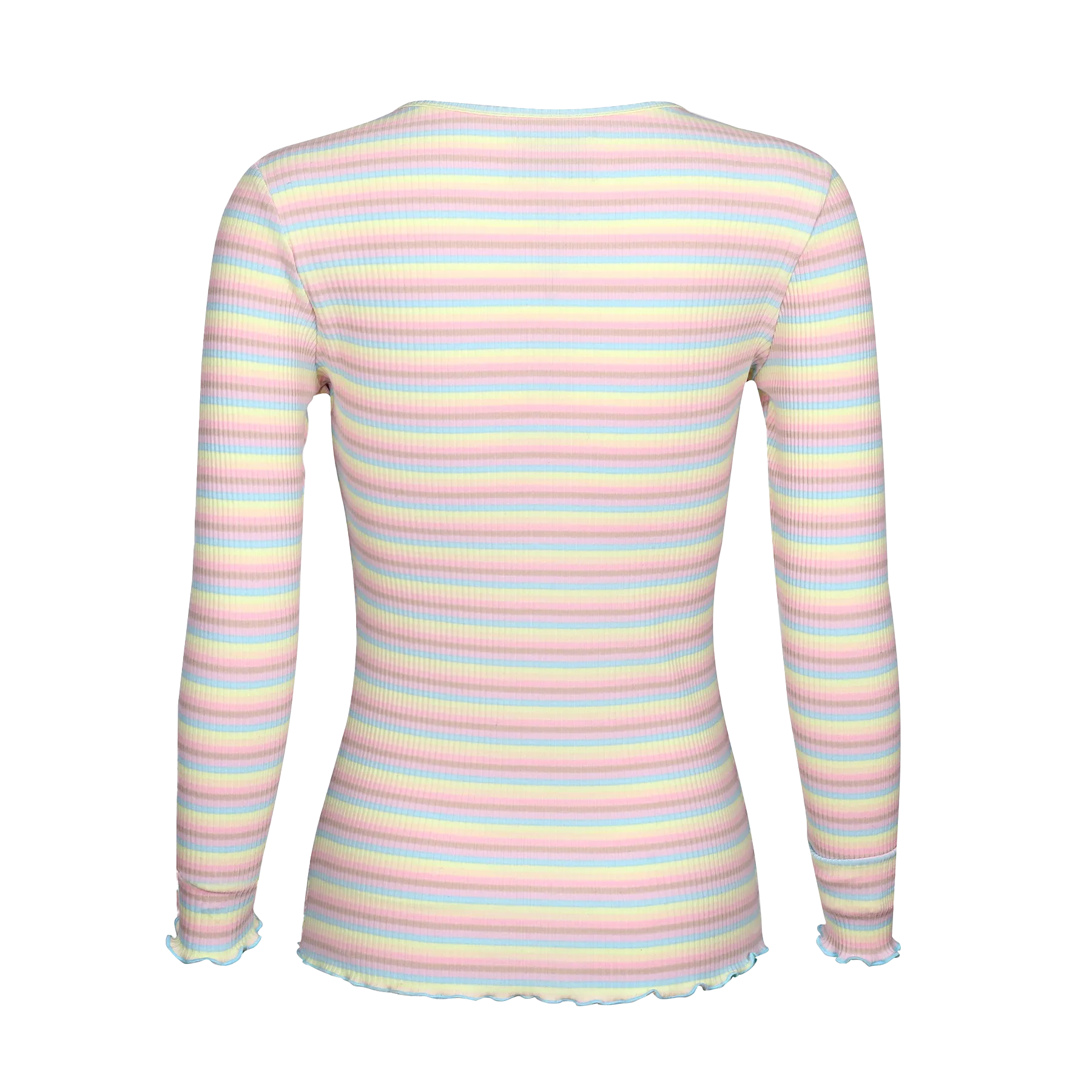 NATALIA LS ROUND NECK  BLOUSE - DUSTY MULTICOLOR STRIPE