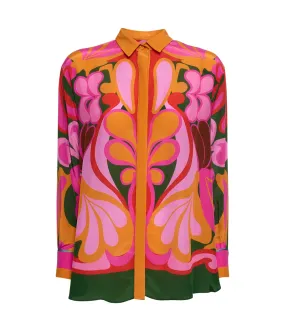 Nova Crepe Top in Seventies Orange