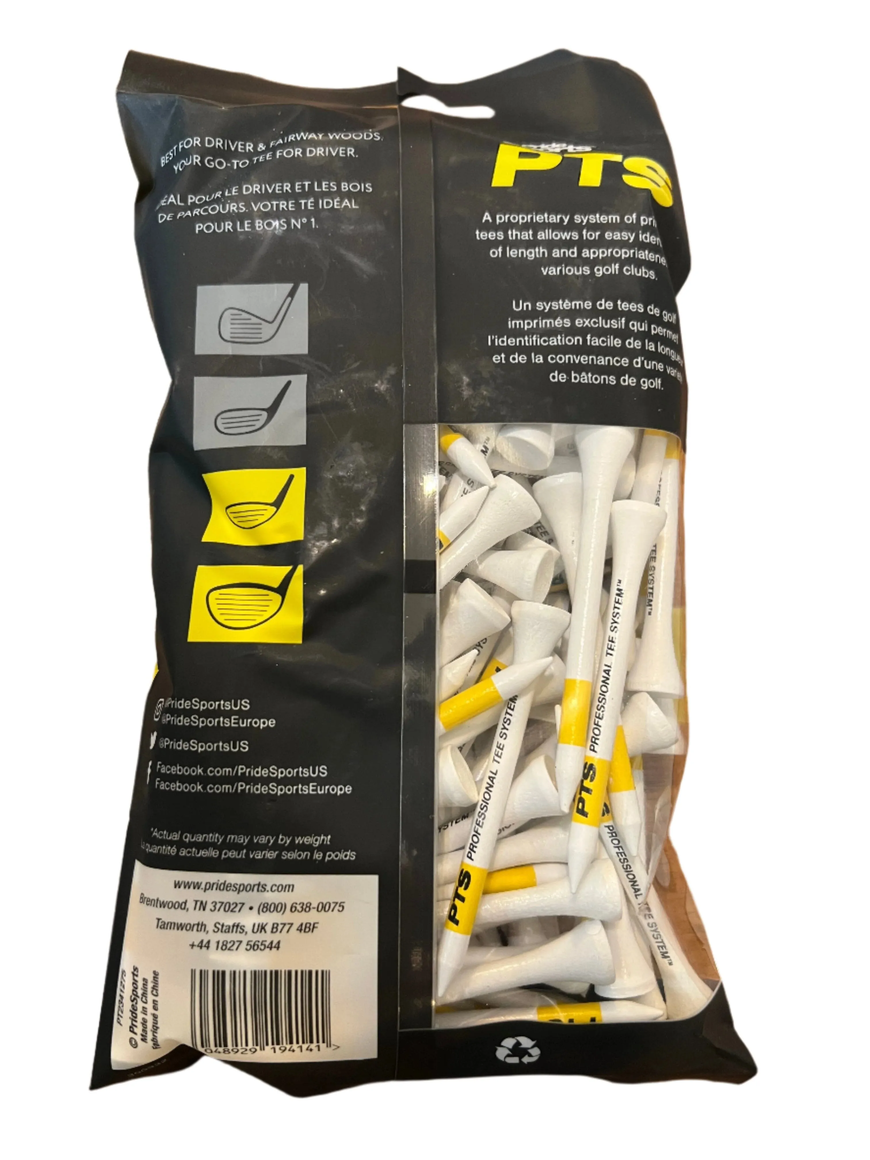 Pride Professional Tee System Prolength 2 3/4 Inch 100pc Tees New