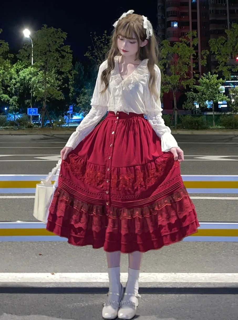 Race Solid Cotton Color Lolita Shirt