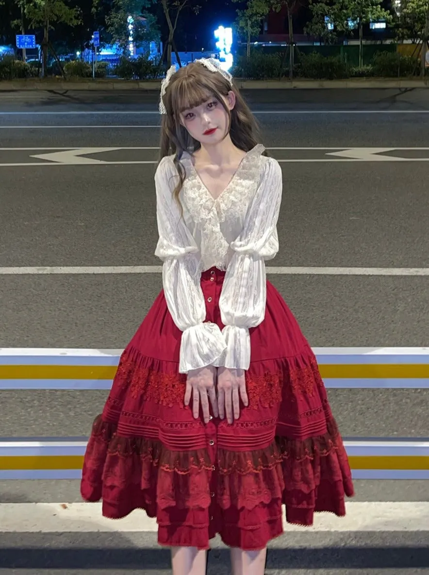 Race Solid Cotton Color Lolita Shirt