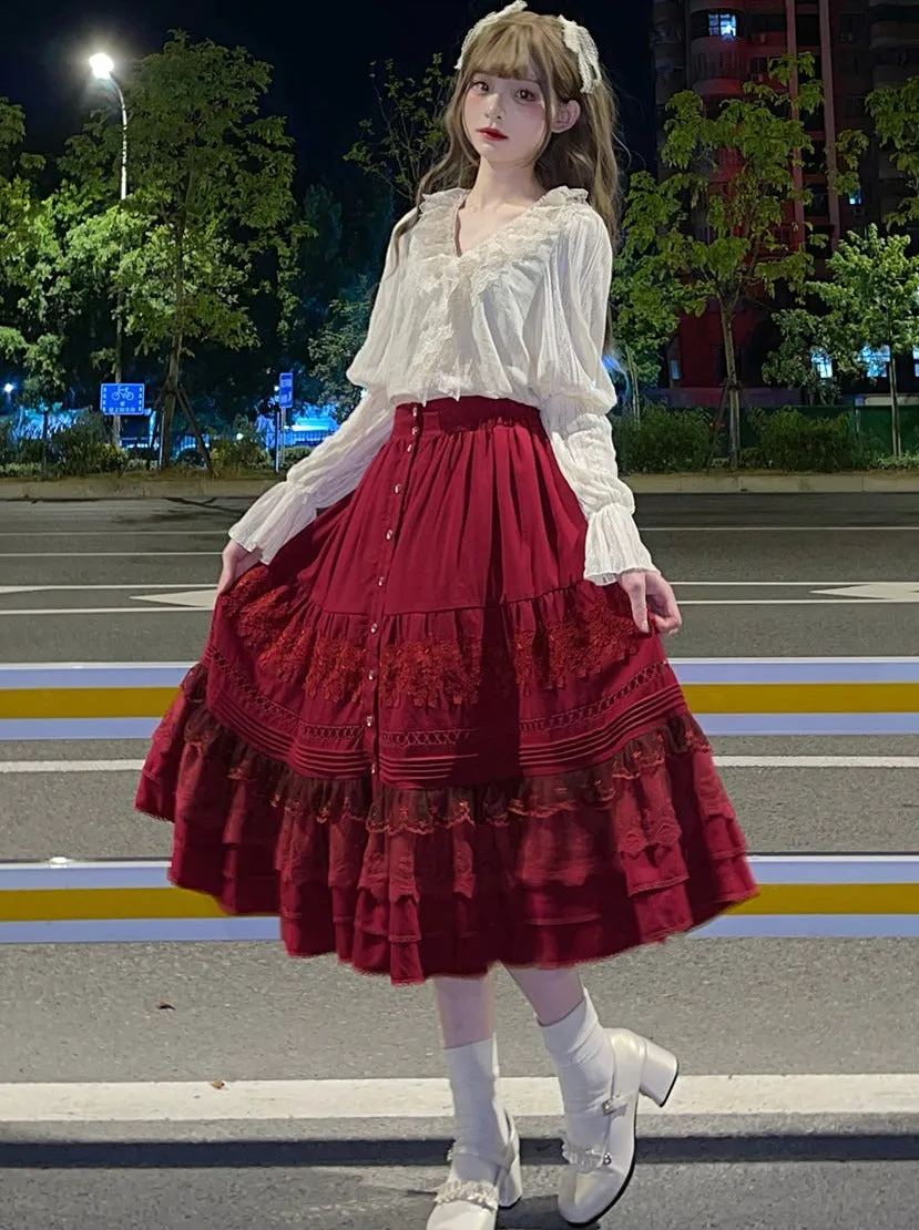 Race Solid Cotton Color Lolita Shirt