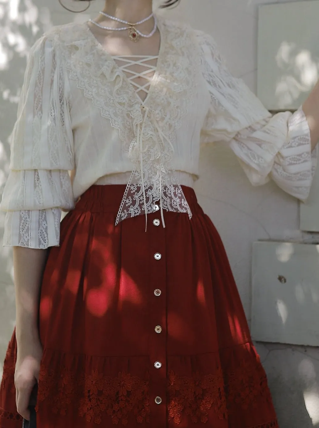 Race Solid Cotton Color Lolita Shirt