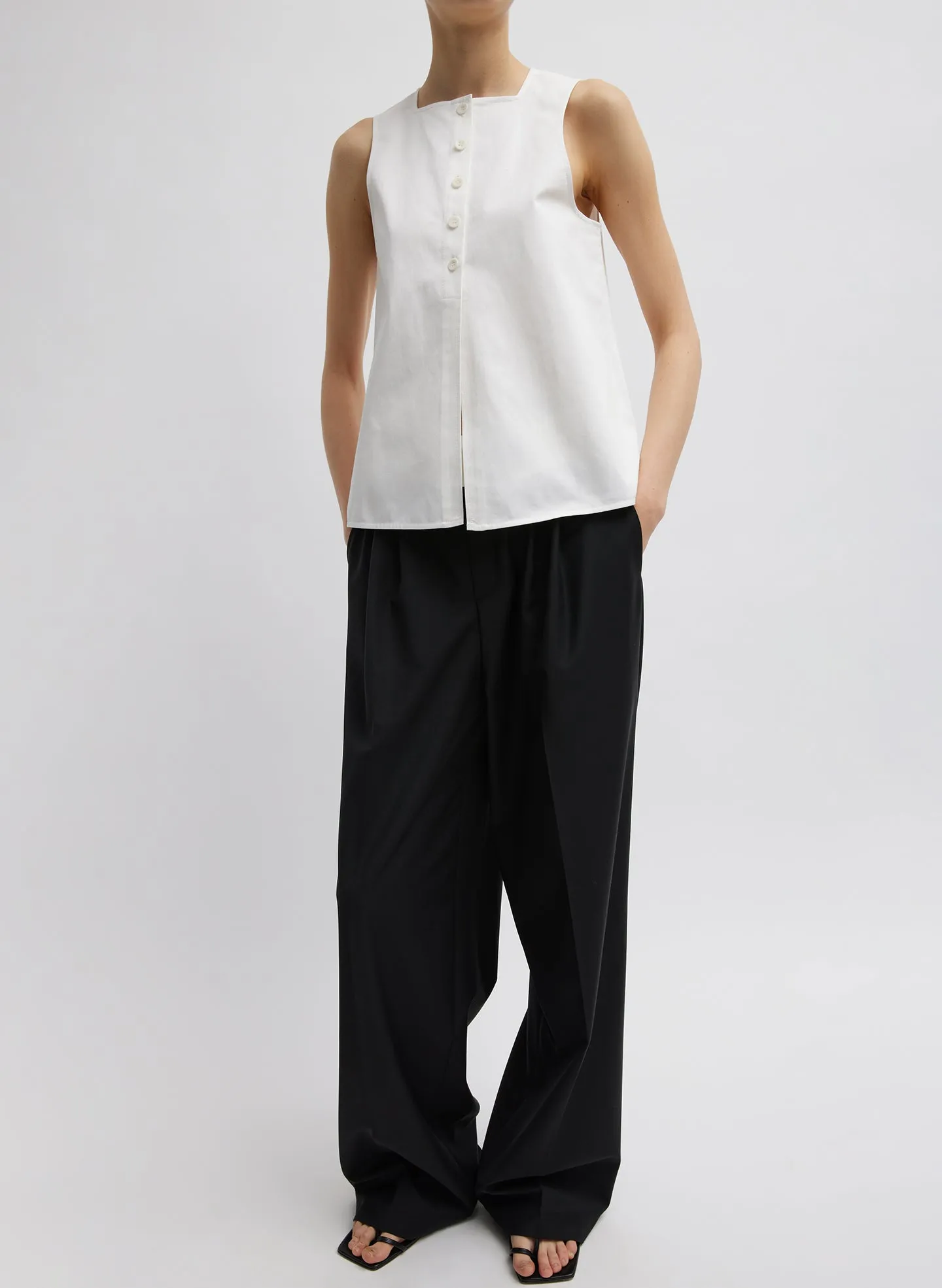 Recycled Tropical Wool Fold Over Pant