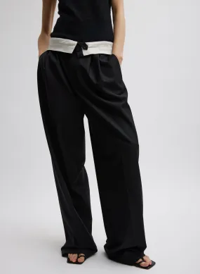 Recycled Tropical Wool Fold Over Pant