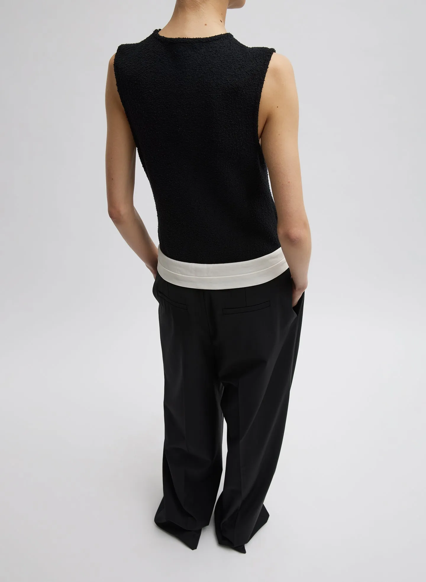Recycled Tropical Wool Fold Over Pant