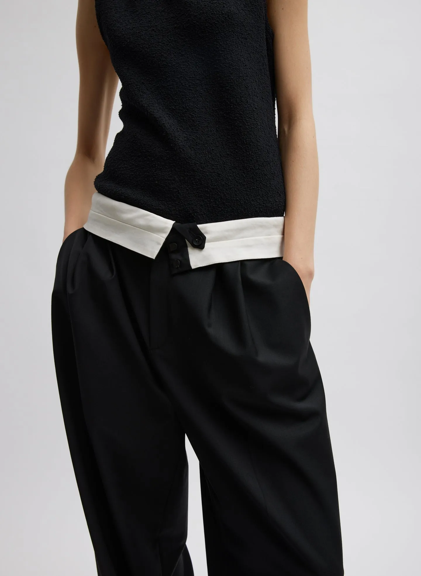 Recycled Tropical Wool Fold Over Pant