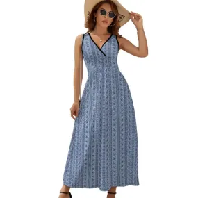 Say Bye to Sleeves with This Blue Stripe Sleeveless Maxi Dress