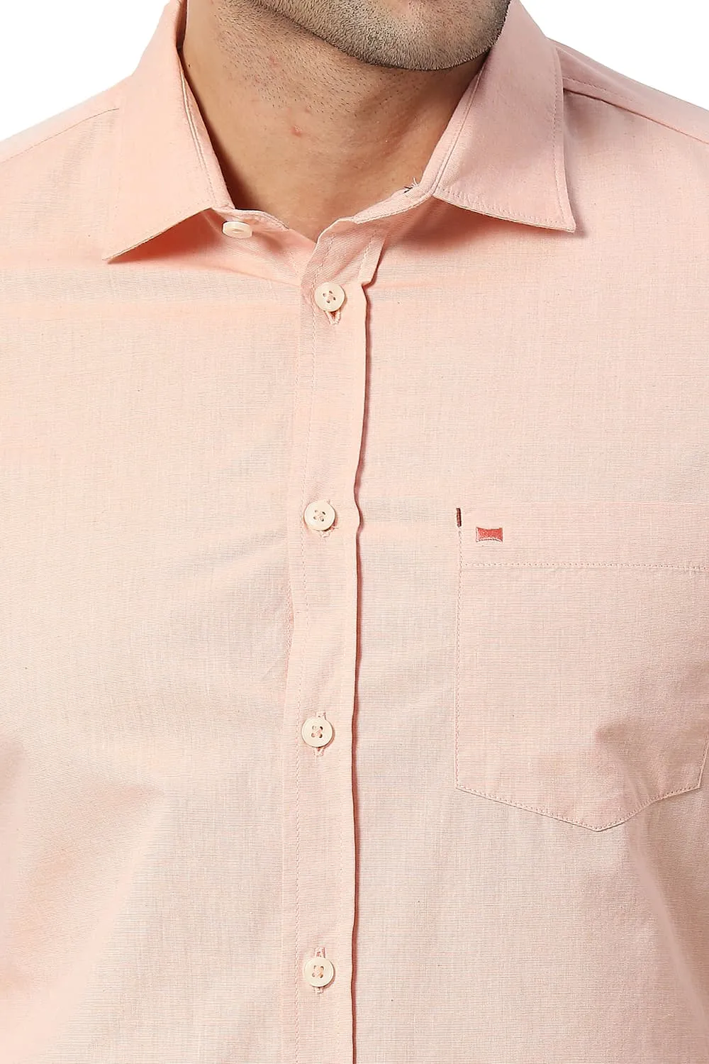 Slim Fit Cotton Fil-a-fil Halfsleeves Shirt