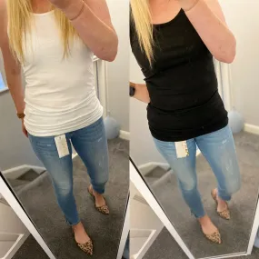 Soft Long Basic Jersey Vest Tops