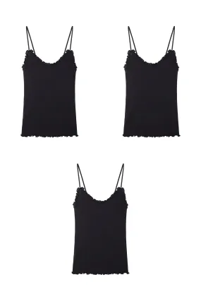 Soft V Tank Top Set of Three Black