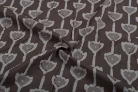 Tan Block Printed Cotton Fabric