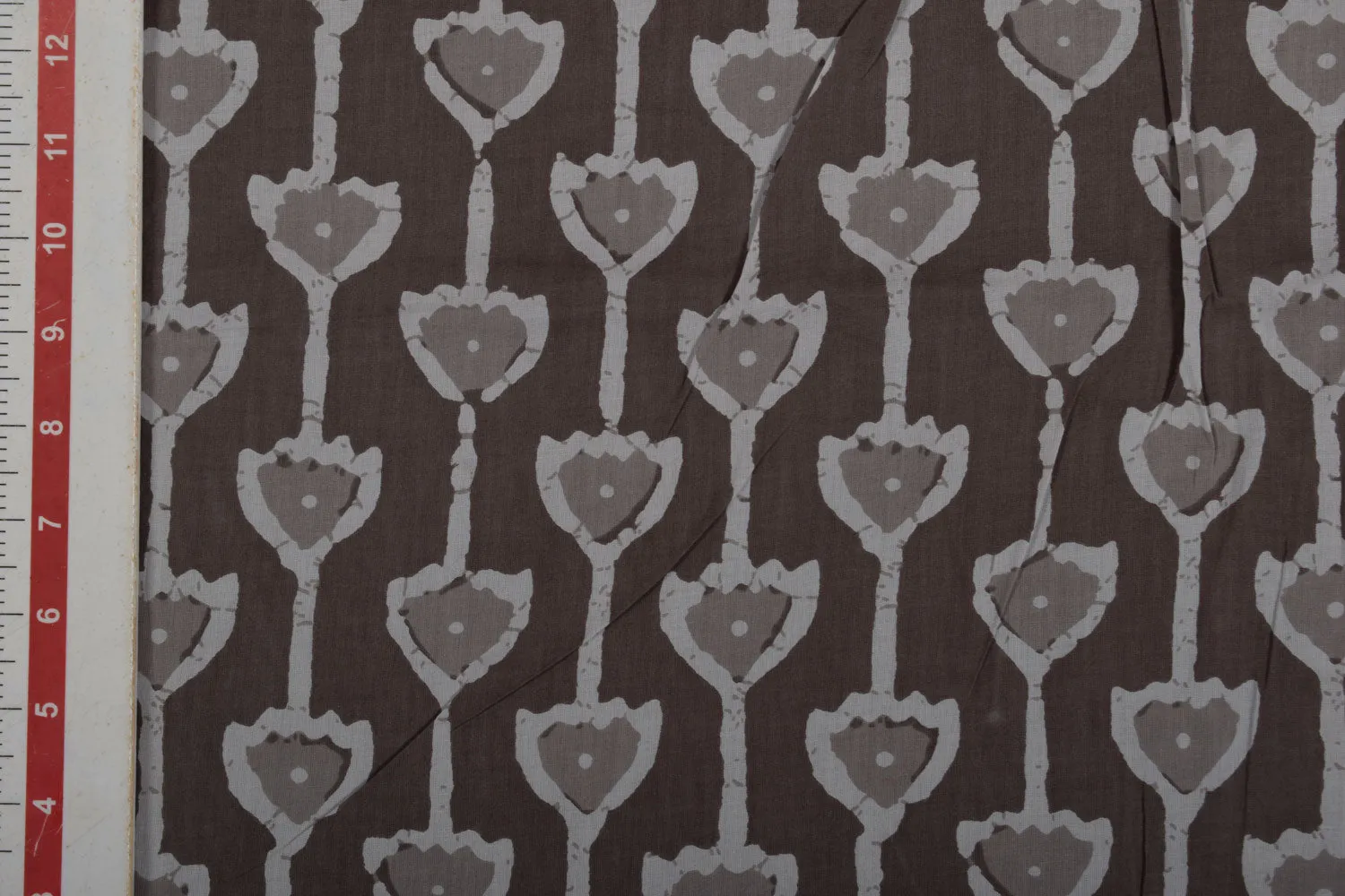 Tan Block Printed Cotton Fabric