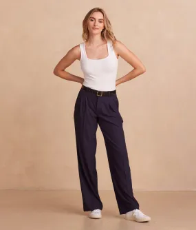 The Classic Pleat Straight Leg Trouser Pant - Main