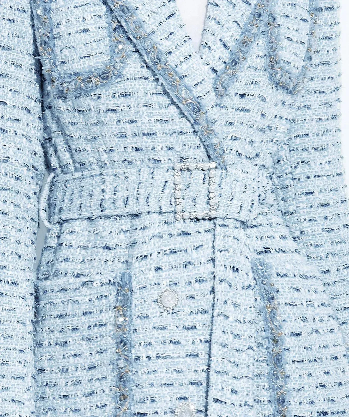 Utility Pocket Belted Thigh-Length Tweed Coat