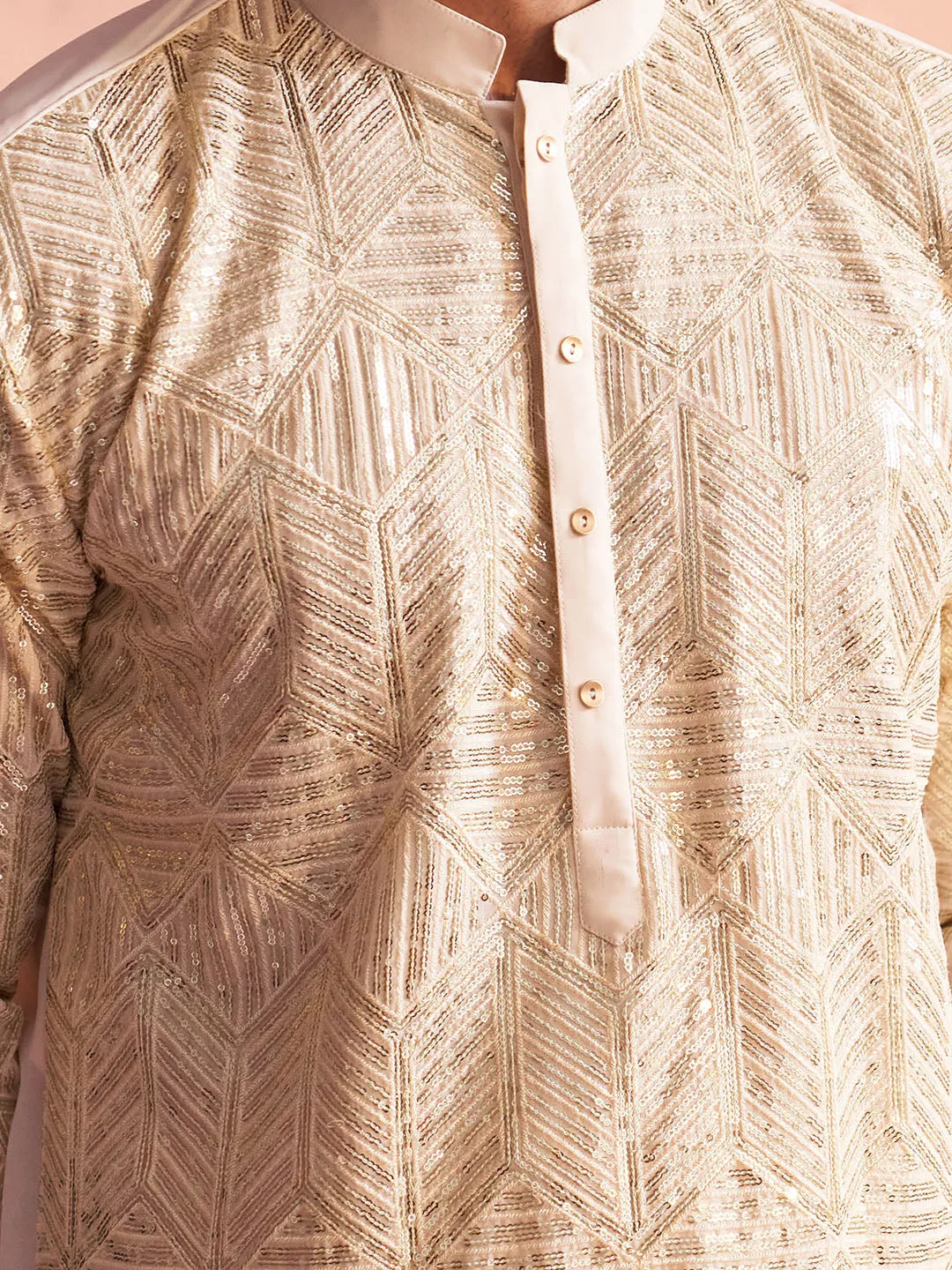 Vastramay Cream Georgette Kurta Set