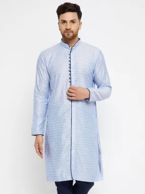 VASTRAMAY Men's Lavender Silk Blend Kurta