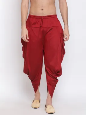 VASTRAMAY Men's Maroon  Solid Dhoti Pant