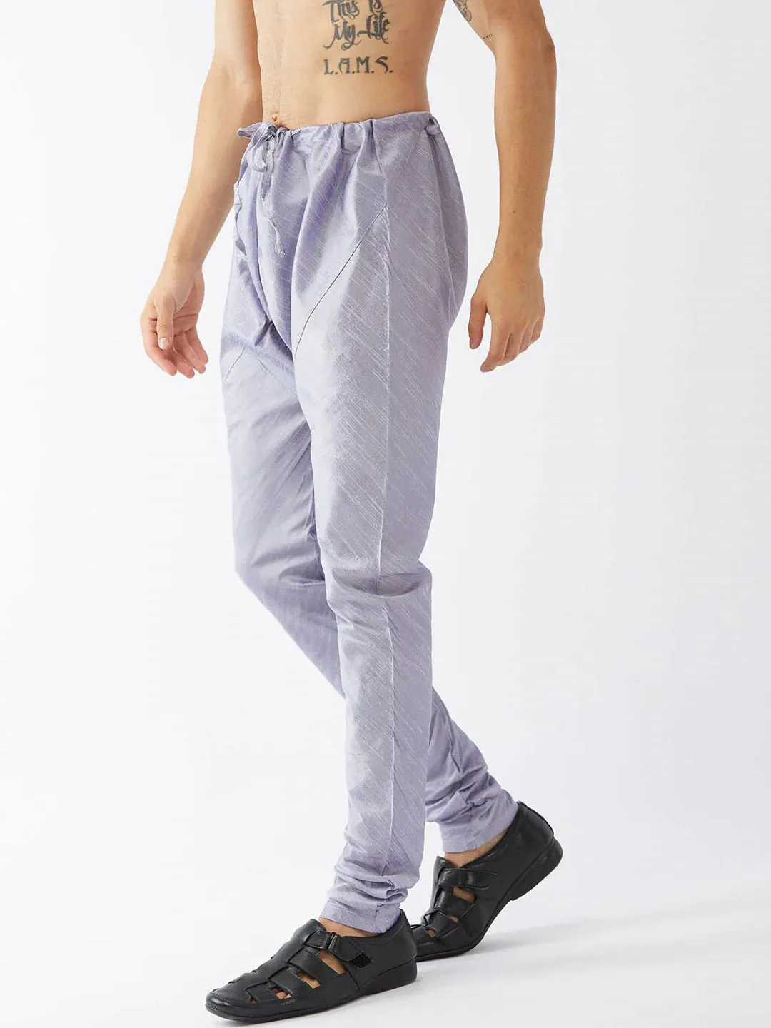 VM By VASTRAMAY Men's Lavender Solid Straight-Fit Churidar