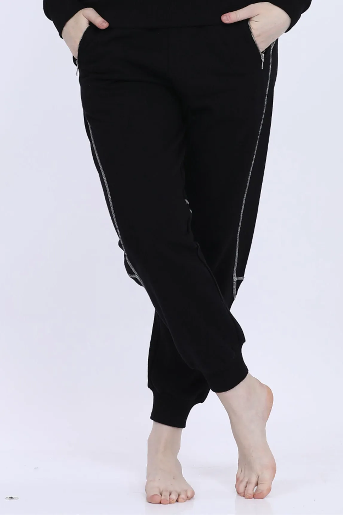 Women Fleece Black Fashion Jogger