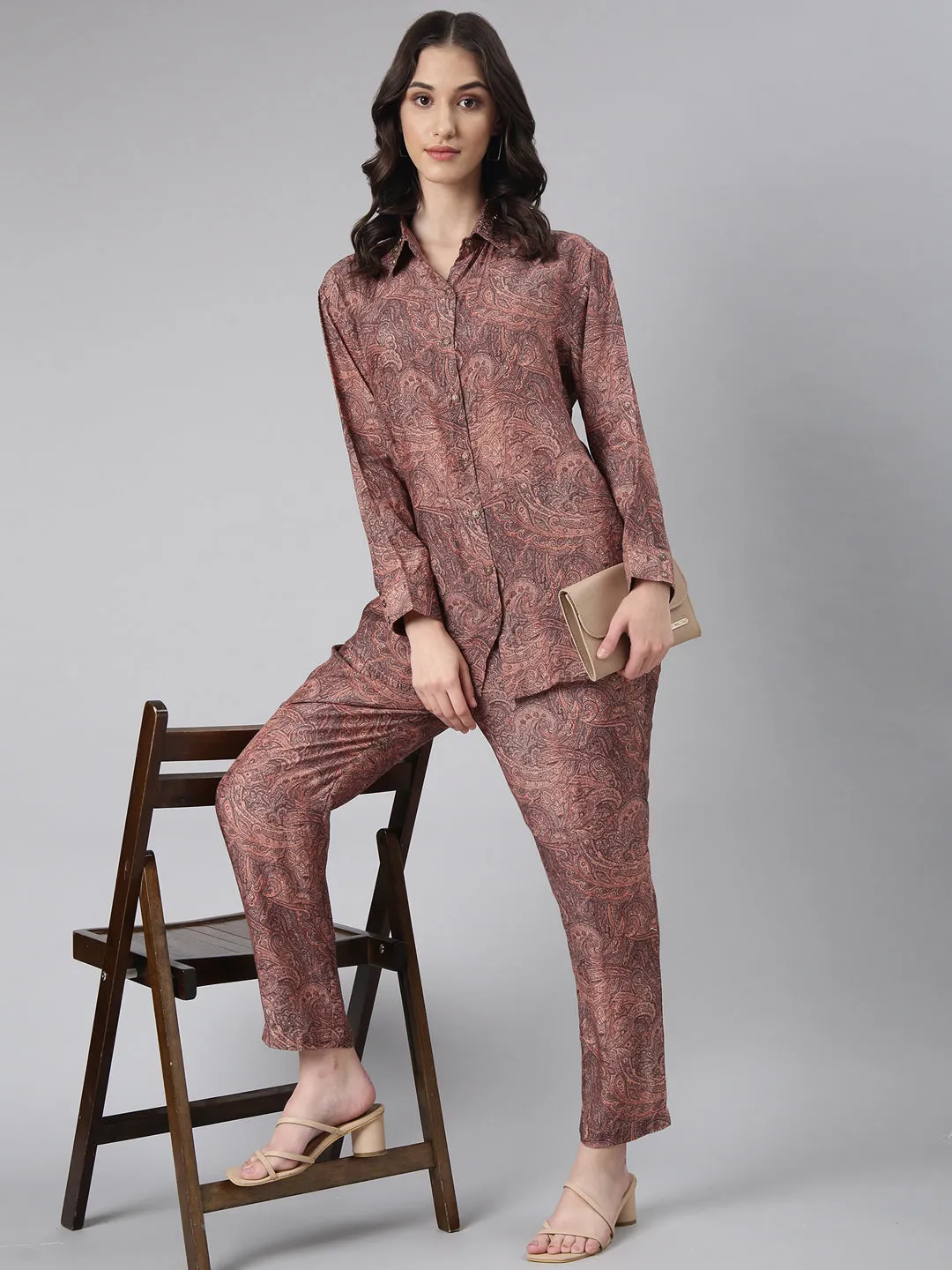 Women Mauve Printed Co-Ords